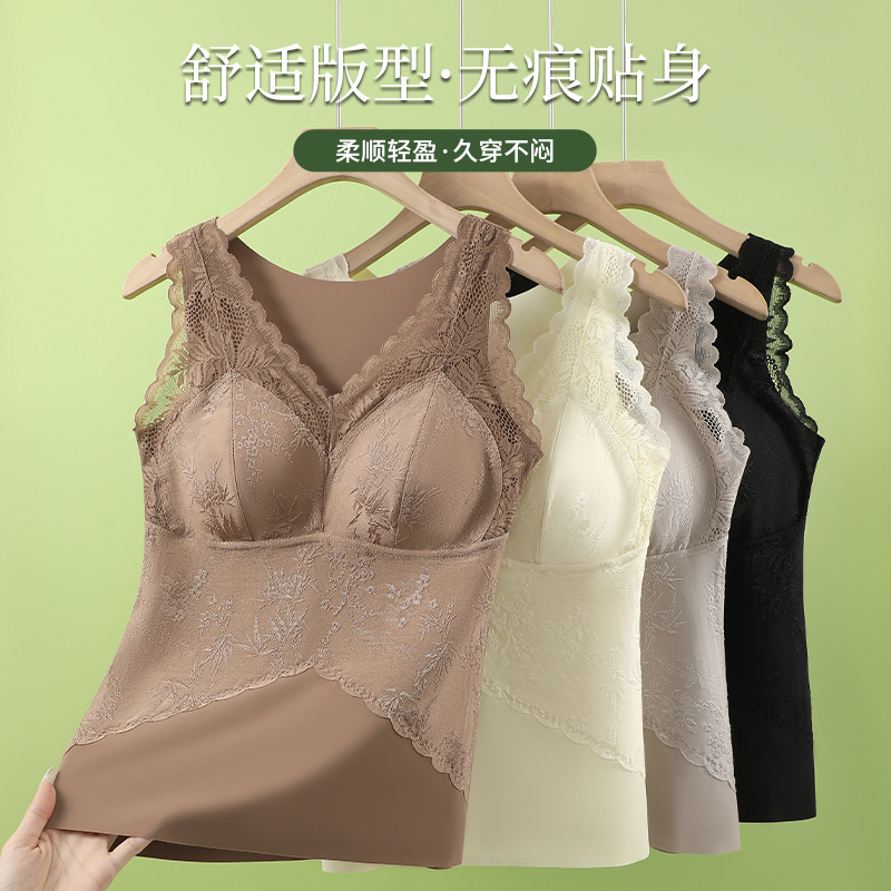 Sexy New Lace-Trimmed Backless Lingerie for Women with Built-In Chest Pads, Anti-Exposure Camisole Tank Top for Women Sexy New Lace-Trimmed Backless Lingerie for Women with Built-In Chest Pads, Anti-Exposure Camisole Tank Top for Women