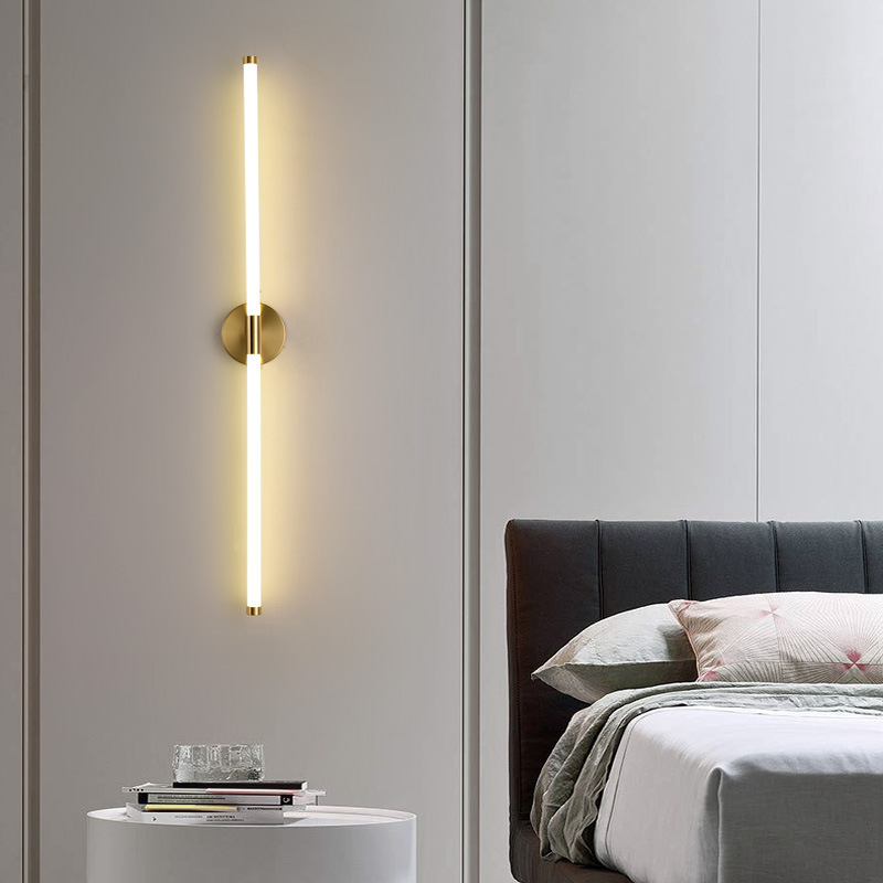 LED creativo simple nórdico cabecera lámpara de fondo sofá dormitorio cabecera lámpara larga lámpara de pared sala de estar lámpara de poste lineal