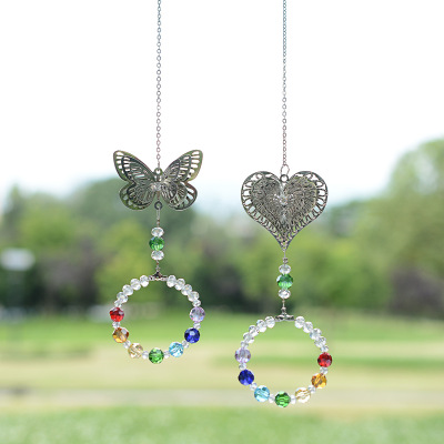 蝴蝶爱心环形挂件水晶扁珠挂饰DIY饰品户外挂坠亚马逊跨境直供|ru