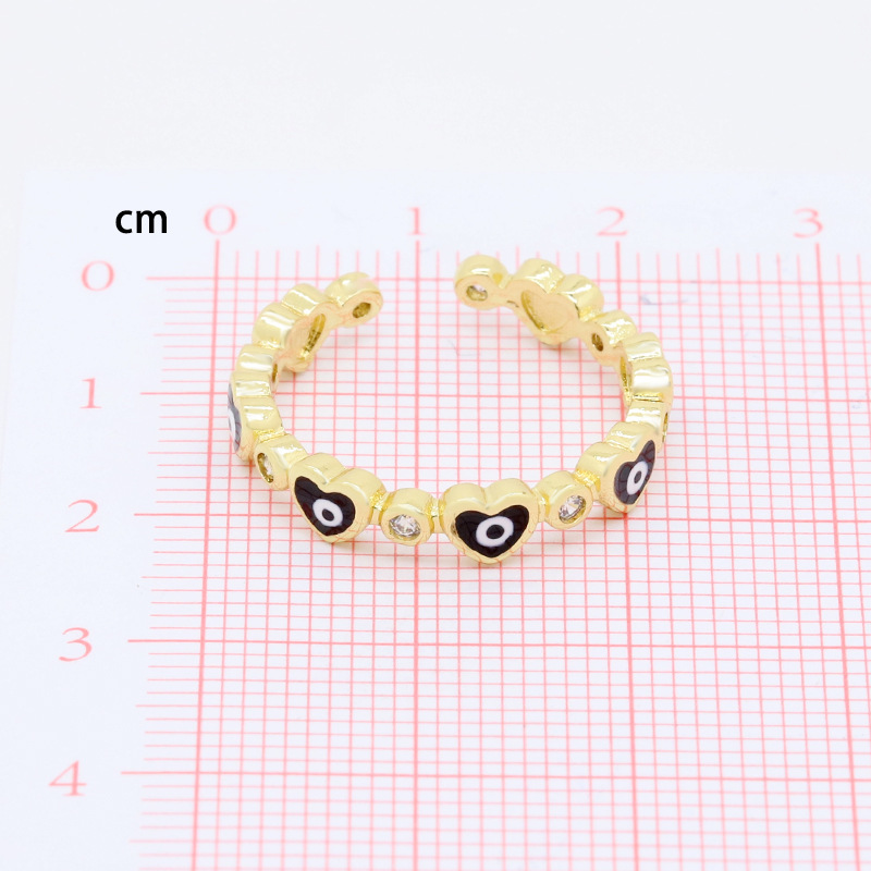 Lady Heart Shape Eye Gold Plated Enamel Zircon Womenu0027S Open Ring 1 Piece