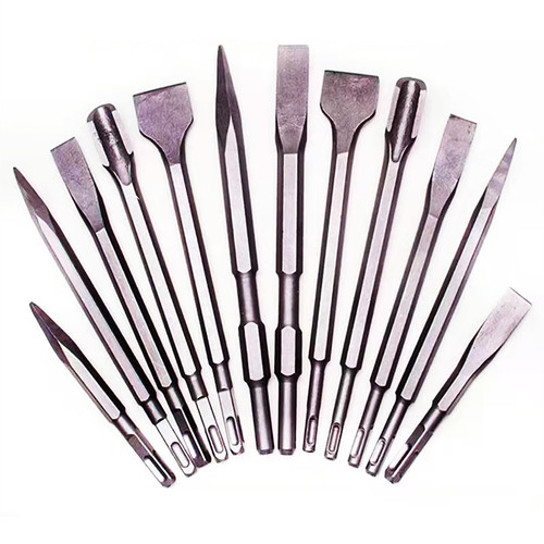 Chrome steel chisel, electric hammer drill bit, dual-purpose electric hammer with square shank, flat shank chisel, pointed flat chisel