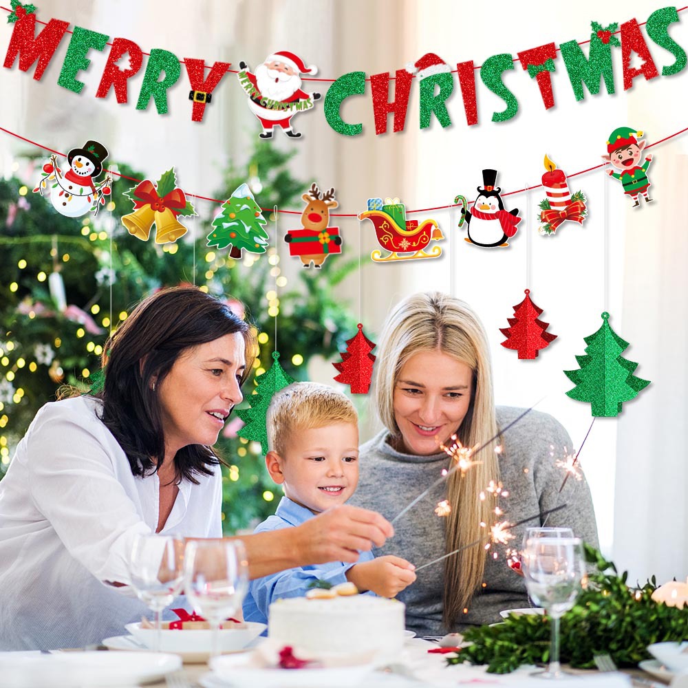 Suministro directo de fábrica decoración de fiesta de Navidad tire bandera tire flor colgante tridimensional Año Nuevo fiesta atmósfera diseño props