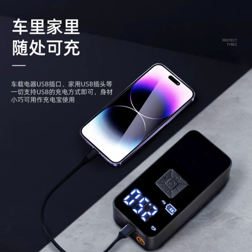 Car-mounted air pump portable wireless electric tire inflator multi-function emergency power bank mini tire inflator