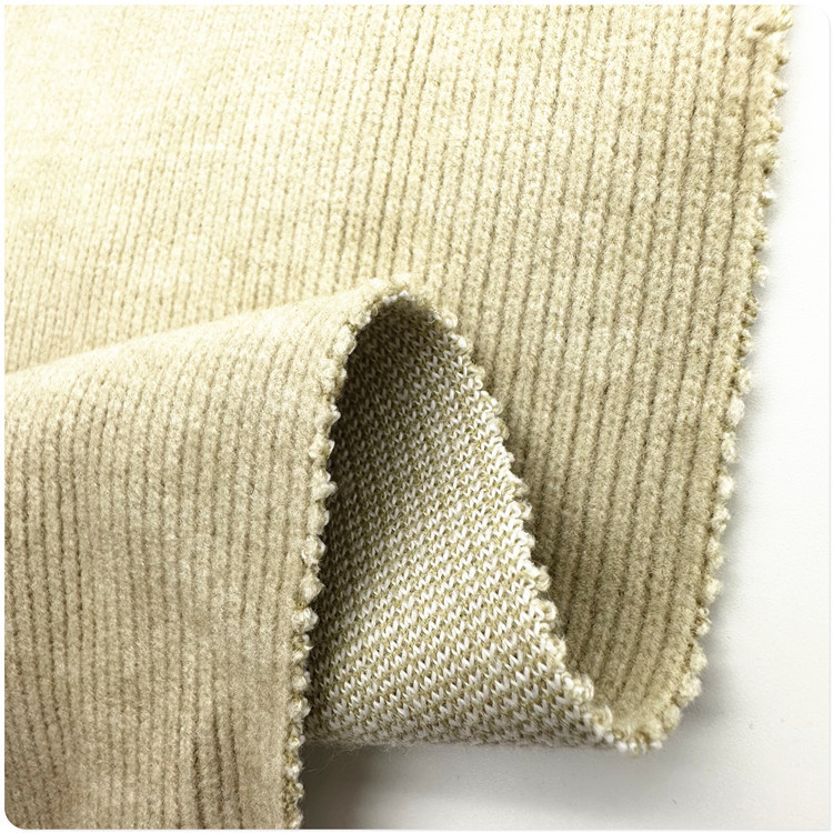 供应加厚580G粗针拉毛竖条罗纹拉绒1*1提花螺纹布秋冬外套保暖衣