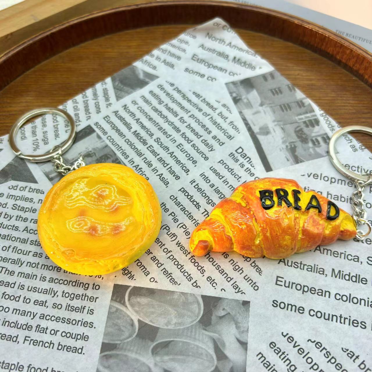 22g Weight Bag Pendant, Keychain Classification 1 Piece Quantity Daily Occasion Resin Material 1605 Coffee, bread Pattern Women's Gender Cartoon Style Style Resin 1605 Coffee Bread Bag Pendant Keychain Bag Charms 2