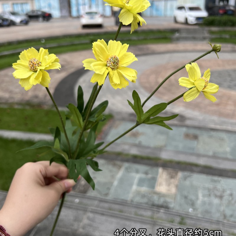 Nueva fábrica de flores artificiales de la boda amarillo leche amarillo limón amarillo fresco al aire libre Salón de la boda decoración flor falsa al por mayor