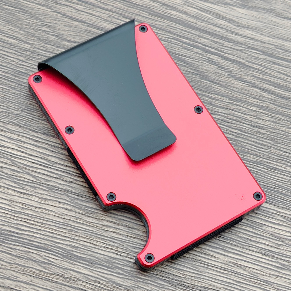 Suministro Directo de fábrica de aleación de aluminio caja de tarjeta de crédito de fibra de carbono RFID Bloqueo de gran capacidad cartera de crédito Titular