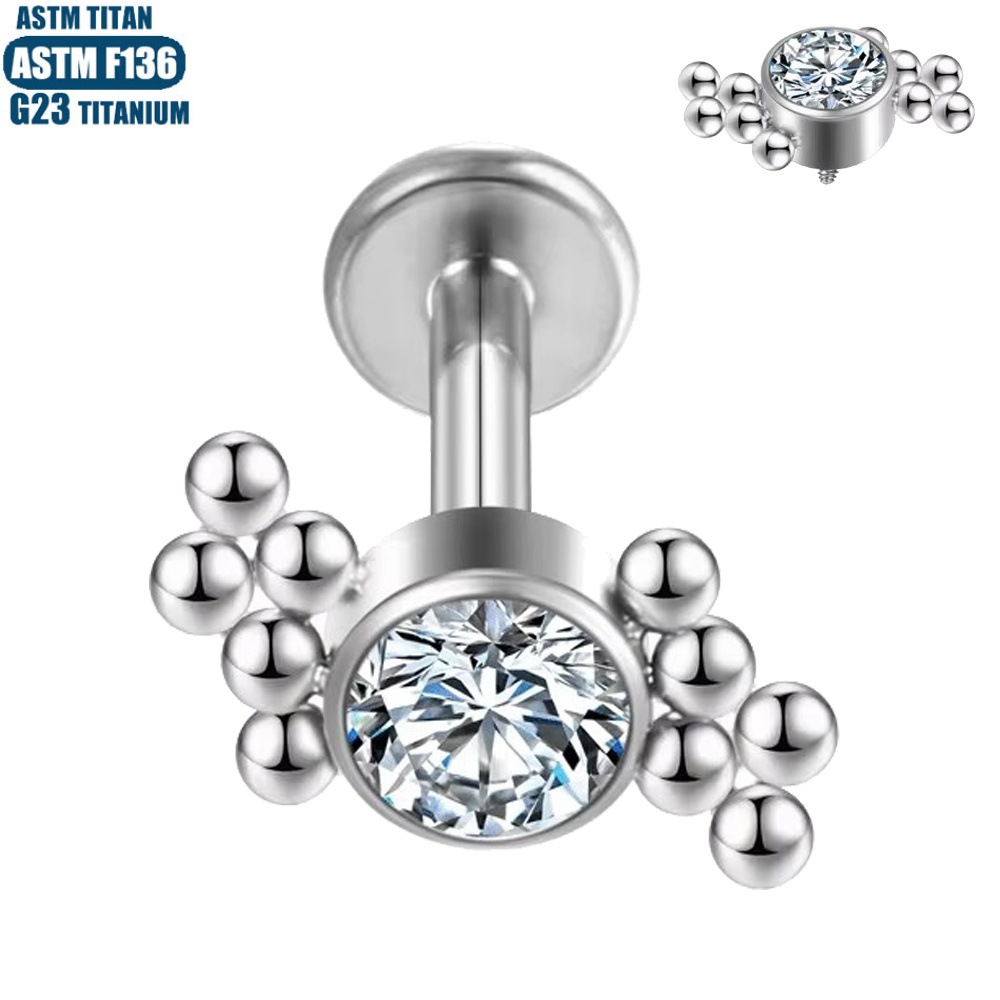 Labret stud lip piercing jewelry styling detail