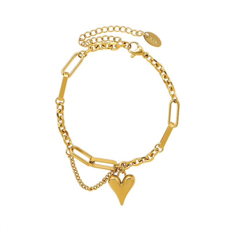 12g Weight PVD Coated Gold Plating Process 18K Gold Plated Plating Material Artificial Rhinestones Inlay Material Wholesale Jewelry Simple Style Commute Heart Shape 304 Stainless Steel Artificial Rhinestones 18K Gold Plated PVD Coated Plating Chain Anklet