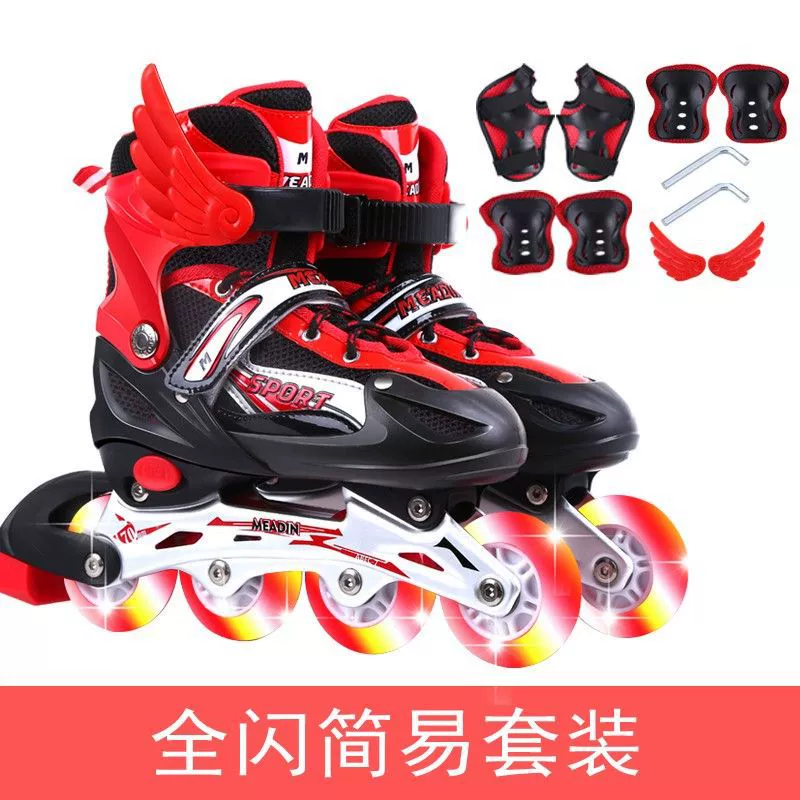 Flashing children's set, roller skates for boys, full set