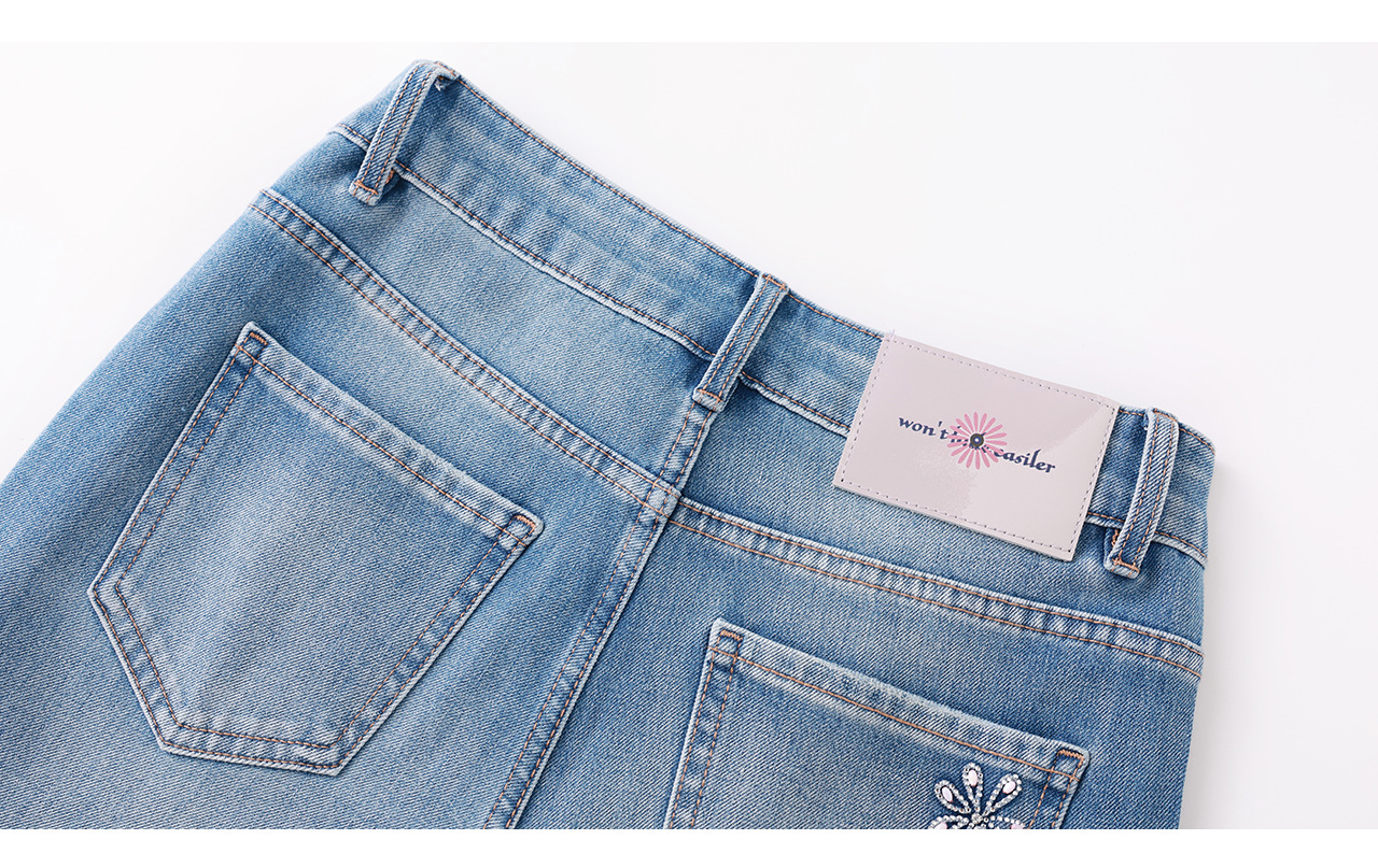 Quần jean nữ ống loe vải cotton wash lạnh co giãn 4 chiều phiên bản mỏng mùa hè — xanh lam chi tiết 31