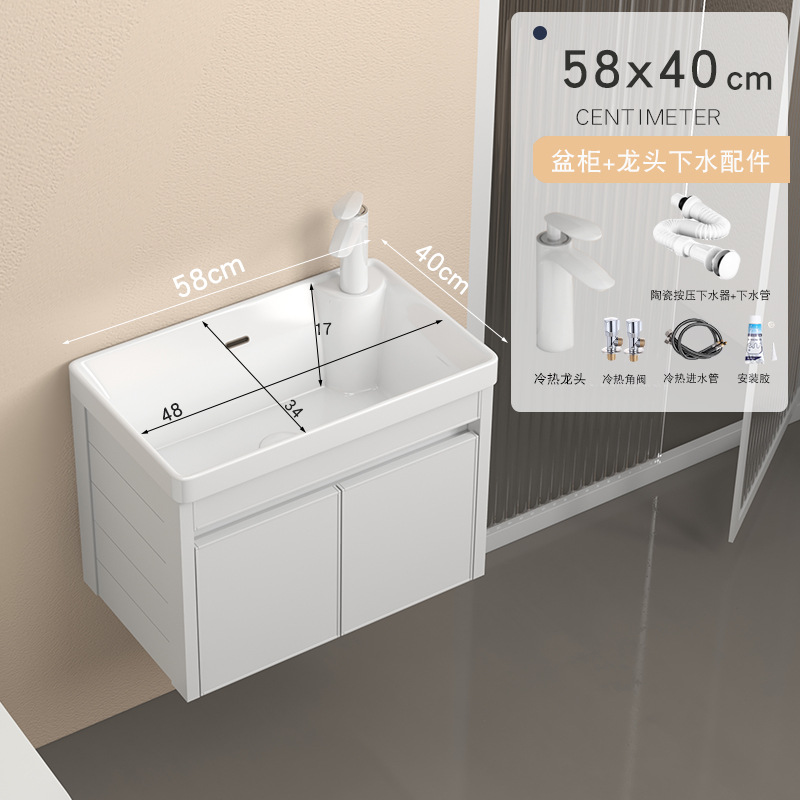 Engrosado espacio gabinete de baño de aluminio pequeño apartamento lavabo Mini lavabo de baño lavabo integrado lavabo de cerámica