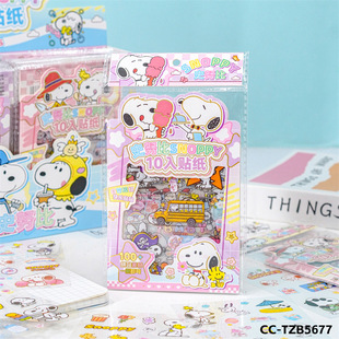 5677 New Snoopy Series 10 Stickers Cute and Fun Sticker Set Pet Student Handbook Leaves