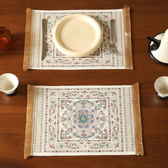 Western-style tablecloth with woven cotton thread and printed festive atmosphere, suitable for home dining, heat-insulating tablecloth, hotel coffee pad.