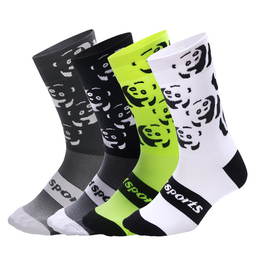 Cross-border cycling socks panda bike sports socks breathable sweat-absorbent high elastic team crew socks for men and women wholesale