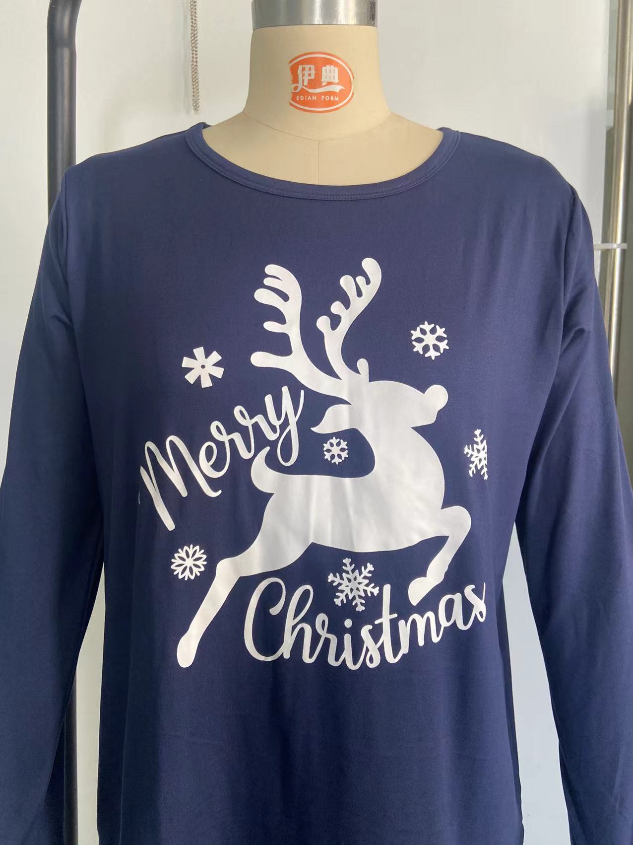 Children's Home Clothes Children's Clothing Type Long Sleeve Sleeve Length Family Sets Family Type Family Look Letter Elk Pant Co-ord Set T-shirt Two-Piece Sets