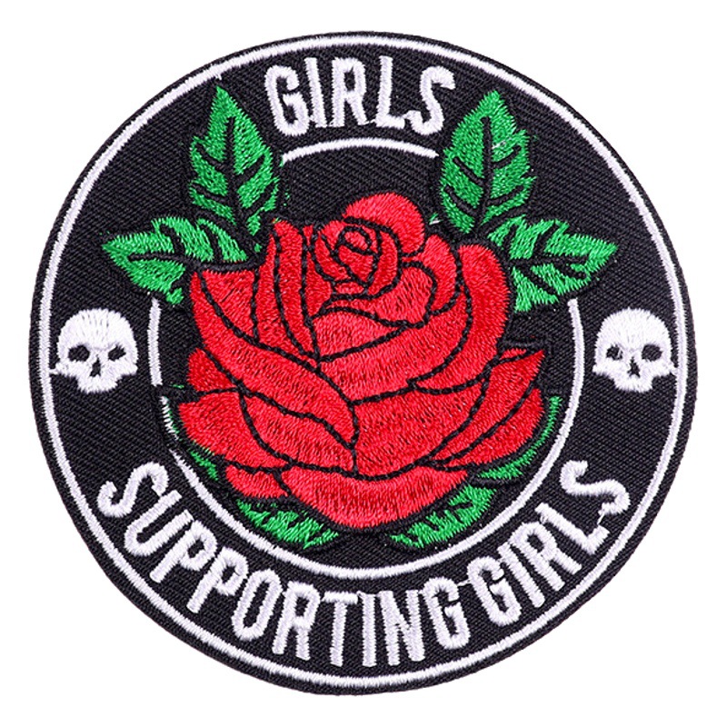 Directo de fábrica nueva llama rosa bordado pegatinas de tela bordado de la computadora accesorios de ropa DIY cráneo bordado pegatinas de tela