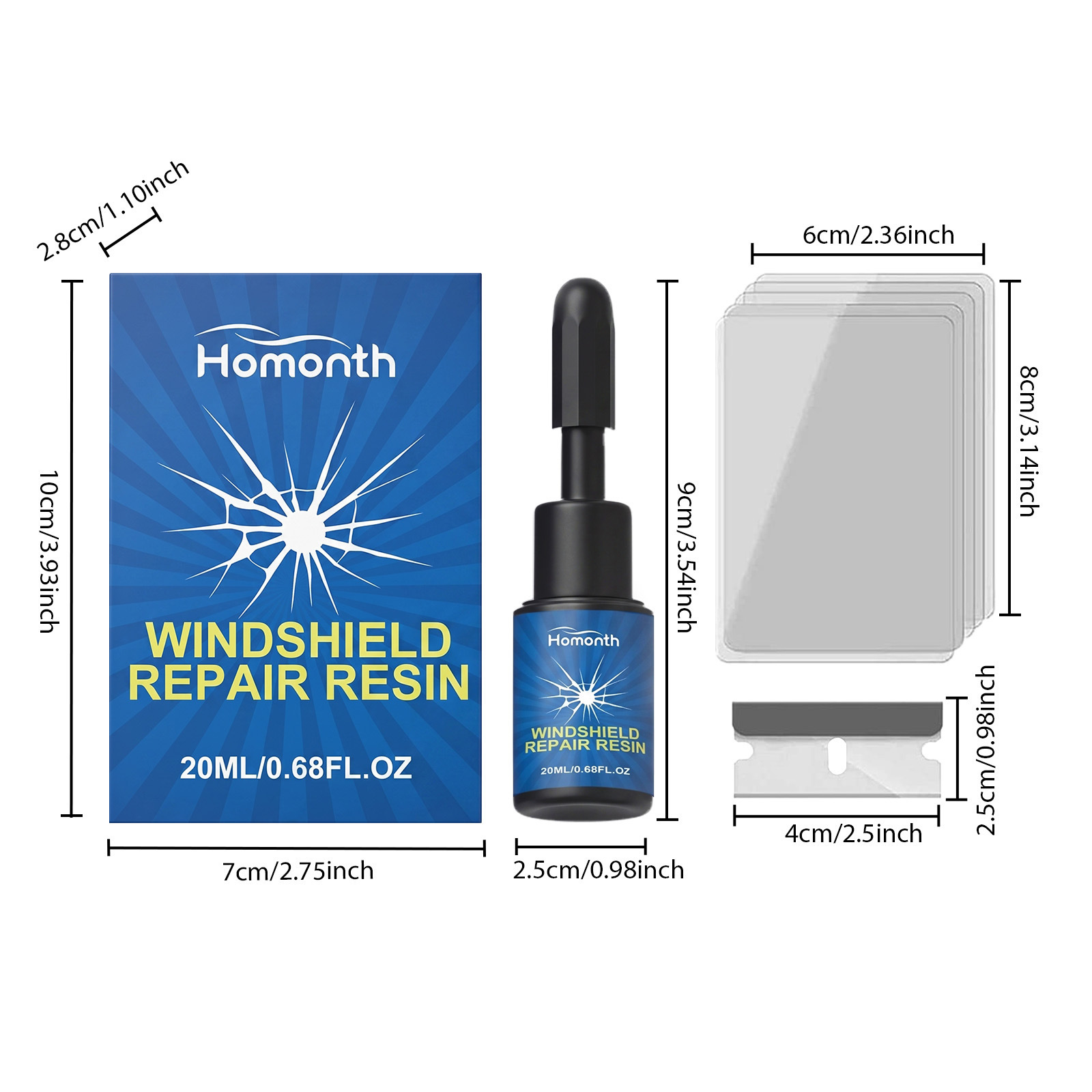 HOMONTH Car Windshield Care Kit Transparent Filler for Cracks and Gaps to Enhance Clarity
