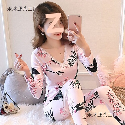 Winter Warmth Women's Fleece Lined Shaping Bodysuit Base Top Set Plus Size Sexy Thin Trousers Set