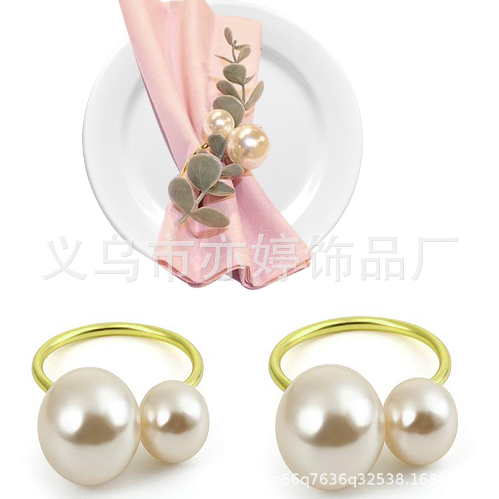 Fábrica al por mayor perla servilleta anillo 16mm + 22mm perla servilleta hebilla de fábrica directo-frontera anillo servilleta