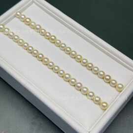海水6-7mm羽皇金裸珠自带半孔正圆强光细微瑕源头厂家批发diy手作