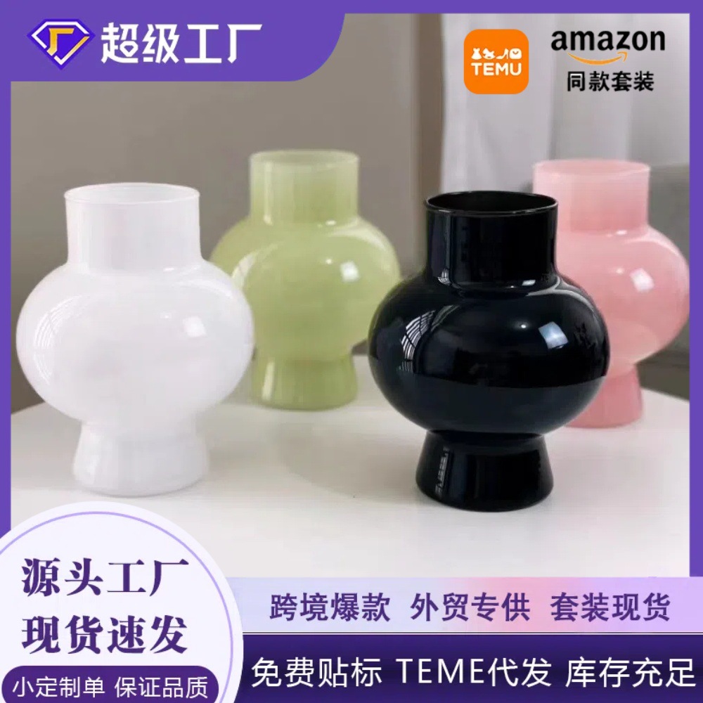 Decoración de alta sensación de nicho popular en línea pequeño adornos floral sala de estar acuoso transparente simple jarrón de vidrio