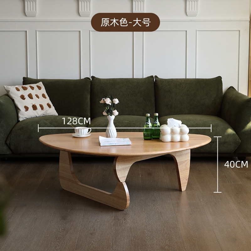 Madera sólida nueva mesa de té triangular nórdica en forma de mesa de té retro simple y moderna sala de estar japonesa para el hogar