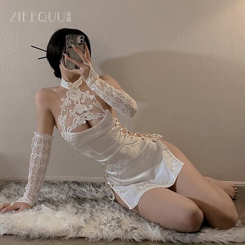 Ziqi sexy pajamas, sexy underwear, cheongsam, temptation, passion, hollow straps, no need to take off uniform suit 6164