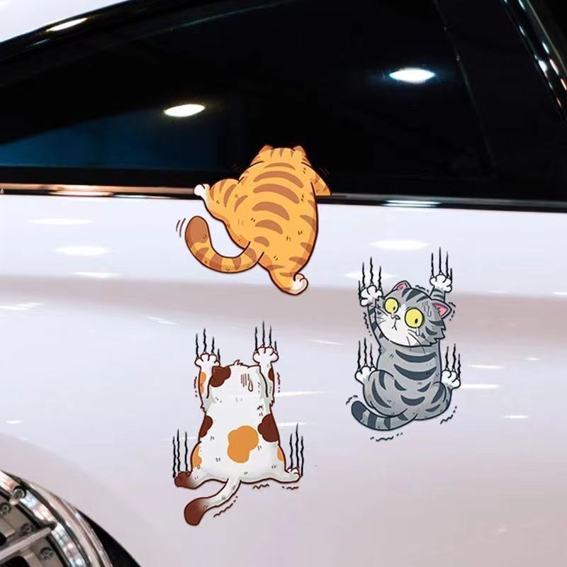 Cross-Border Temu Personalized Funny Pet Cat Car Stickers Scratch Cover Car Body Stickers Scratch Cover Motorcycle Cartoon