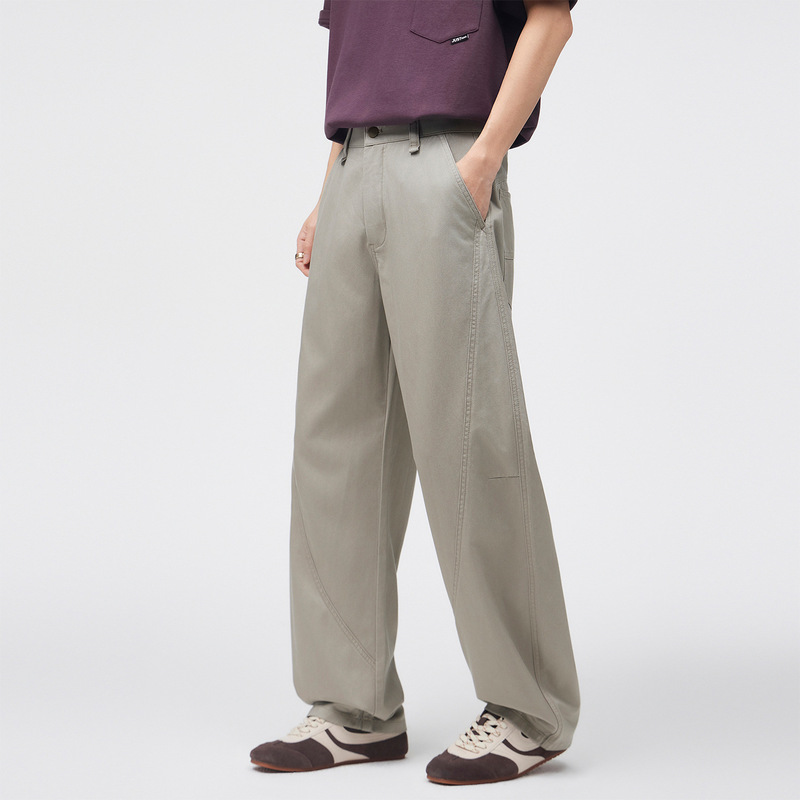 American-Style Lyocell Wide-Leg Curved Pants for Men, New Spring Breathable Relaxed Fit Loose Straight Workwear Casual Pants