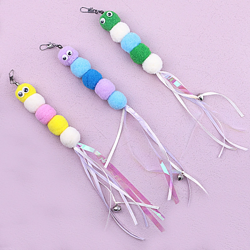 Оптовая продажа производителя смешной кошачий палочка заменяет голову плюшевая бабочка гусеница мышь заменяет голову