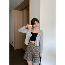 针织开衫背心吊带两件套女2026春季薄款长袖短款针织衫