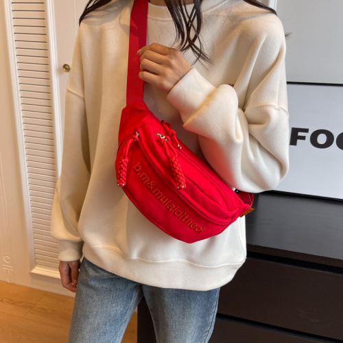 new chest bag for men and women ins fashion crossbody bag trendy simple versatile sports waist bag student embroidered shoulder bag