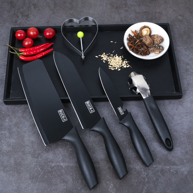 Juego de cuchillos de cocina cuchillo de acero negro cuchillo de regalo utensilios de cocina de acero inoxidable cuchillo doméstico conjunto de cinco piezas cuchillo de fábrica