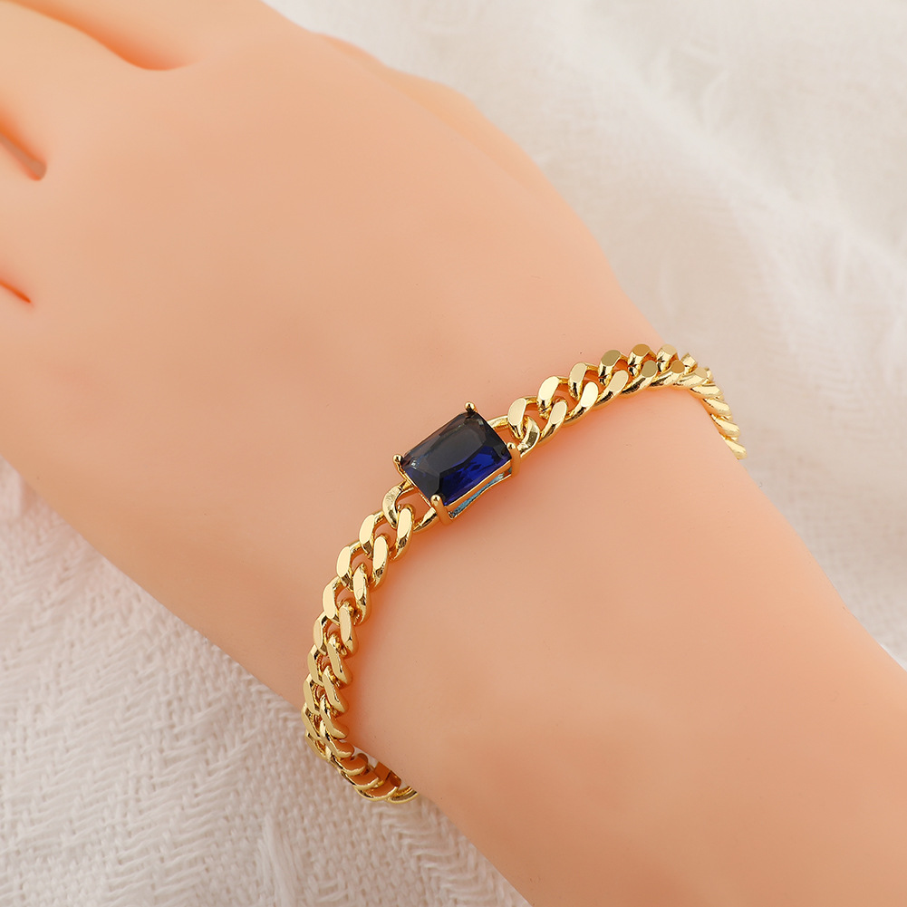 Fashion Square Copper Gold Plated Inlay Zircon Bracelets