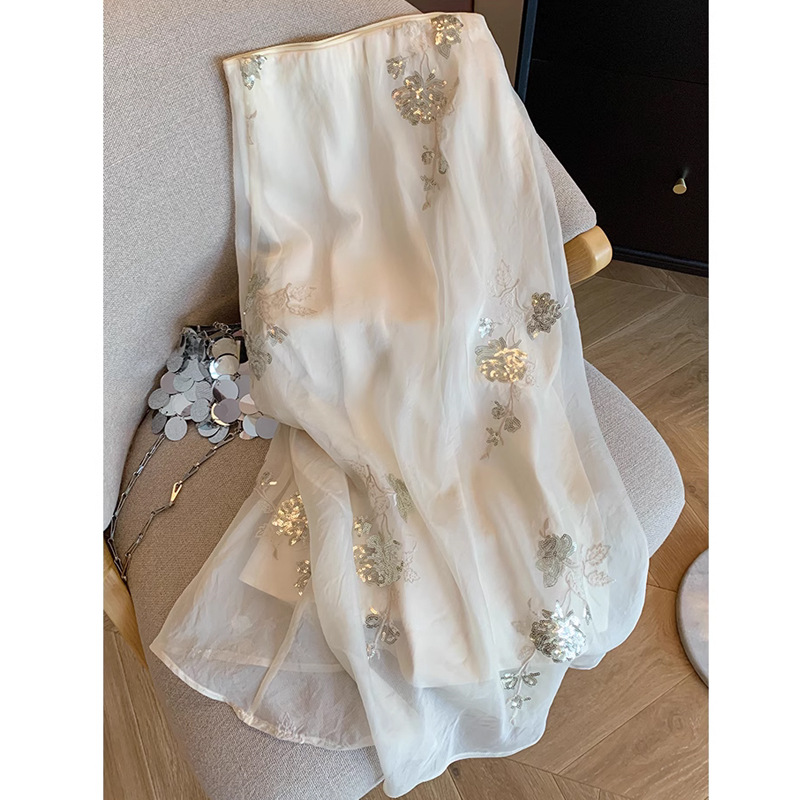 Elegant apricot summer long skirt