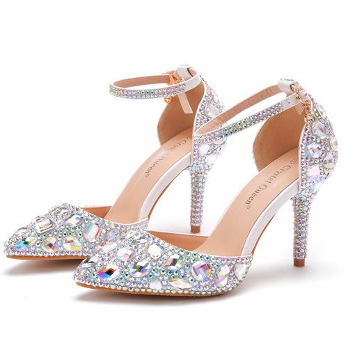9 cm diamond wedding shoe with cusp sandals wedding dinner slipper bride model auto show