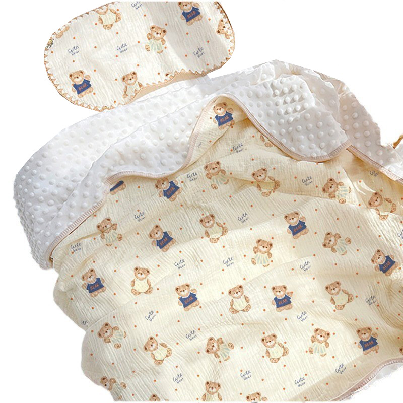 Venta al por mayor de dibujos animados Cuatro Estaciones edredón de bebé crepe manta de frijol recién nacido niños kindergarten edredón de bebé