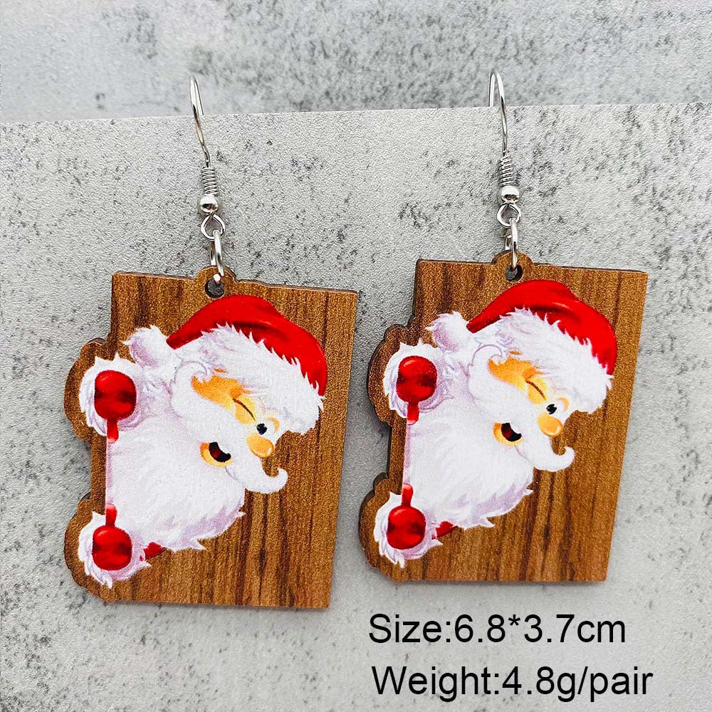 6g Weight Ear hook Event & Party Supplies Ear hook Classification 1 Pair Quantity Holiday, Party Occasion Wood Material Christmas Festival Christmas Hat, Christmas Tree, Santa Claus Pattern Women's Gender Cute Style 1 Pair Cute Christmas Hat Christmas Tree Santa Claus Wood Ear Hook 8