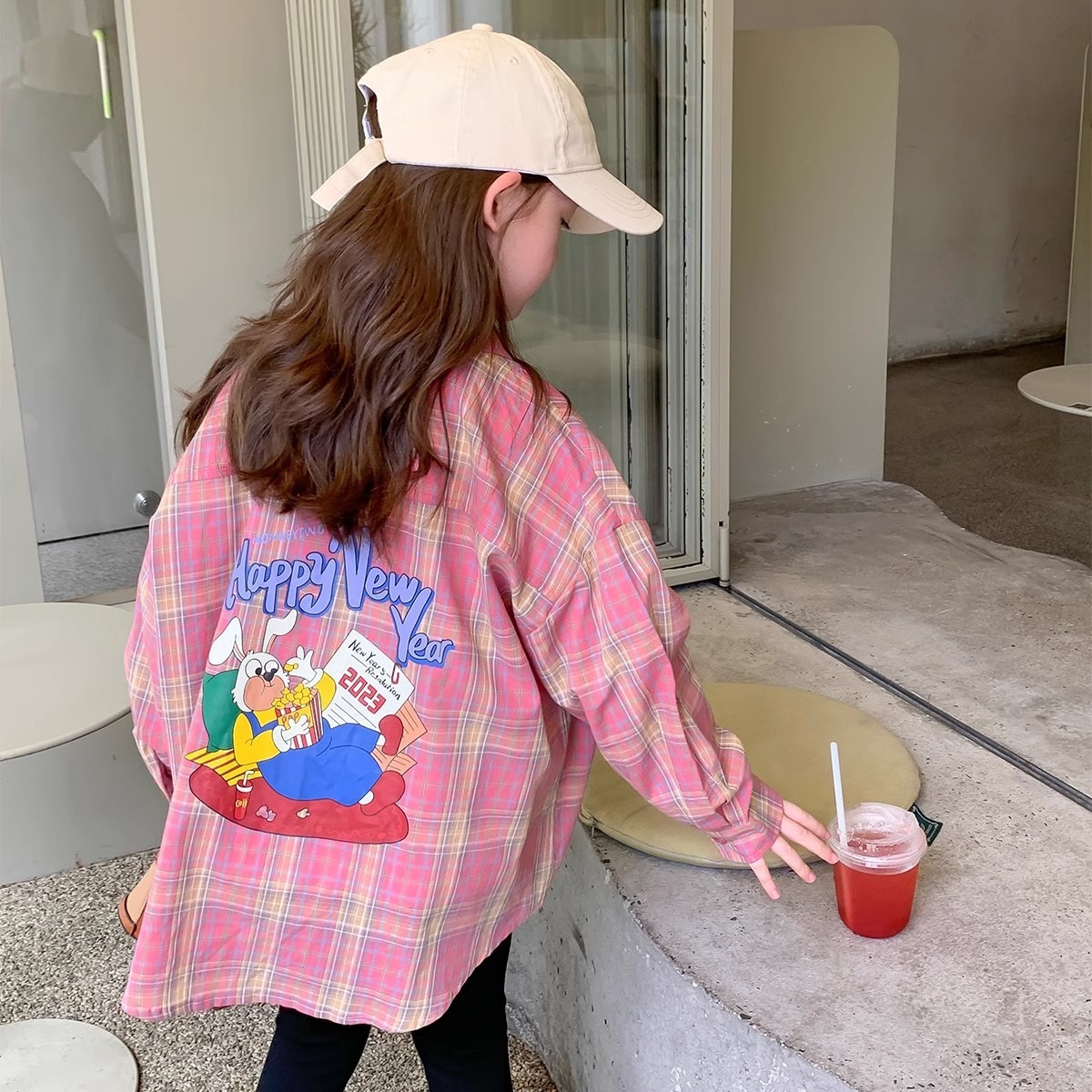 女童格子衬衫外套春秋款2024新款秋季衬衣儿童薄款秋装小女孩上衣