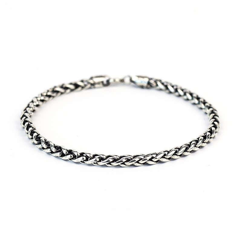925 sterling silver bracelet do old street personality simple joker braided keel bracelet male