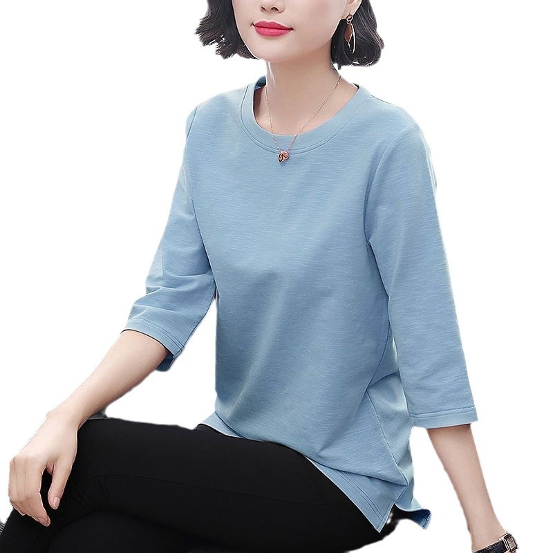 Spring/Summer Korean Style Short Sleeve T-Shirt, Women's Three-Quarter Sleeve Top, Base Layer Layer Long Sleeve Mom T-Sh_ecoleips.com