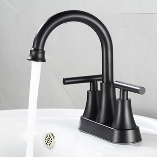 Double-Hole Basin Faucet Rotating Bathroom Old-Fashioned Washbasin Washbasin Three-Hole Brass Body Hot and Cold Faucet