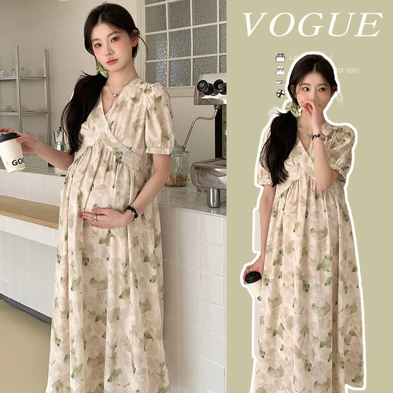 Real shot fashion ~ 2025 quality version of pregnant women summer fashion temperament Korean version of small fresh color dress
