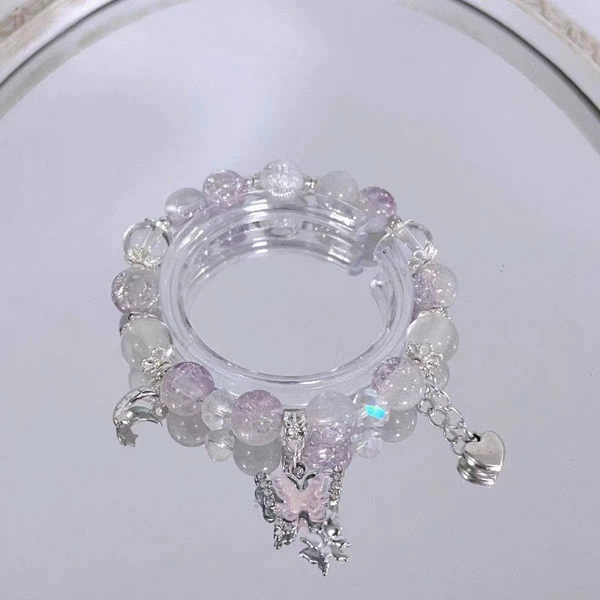 Quick gift◇Star Moon Purple Butterfly Love Bracelet
