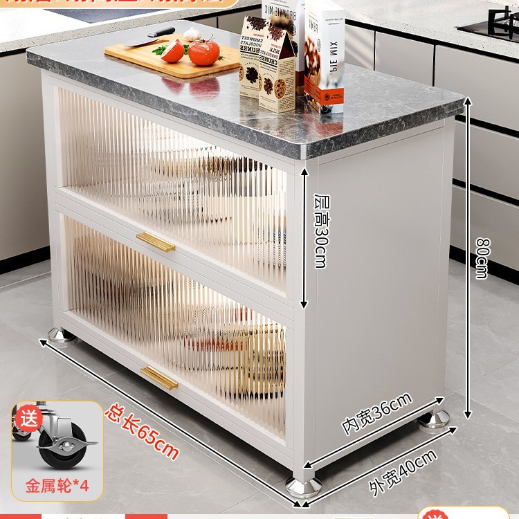 Estante de cocina de pizarra de roca, gabinete de almacenamiento de horno microondas multifuncional de piso, encimera, mesa de corte de verduras, mesa de preparación, armario lateral