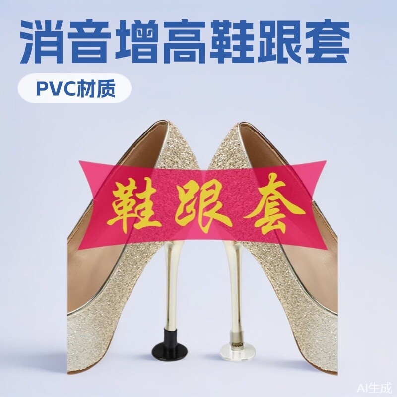 Cross-Border High-Heeled Shoes Heel Protective Cover Pvc Non-Slip Wear-Resistant Heightening Heel Cover Women's Style Silencer Stiletto Round Shoe Cover