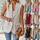 Diyun European and American Cross-border Amazon Suit Jacket Women's 2023 Spring and Summer Loose Temperament Commuter Sleeveless Suit Vest