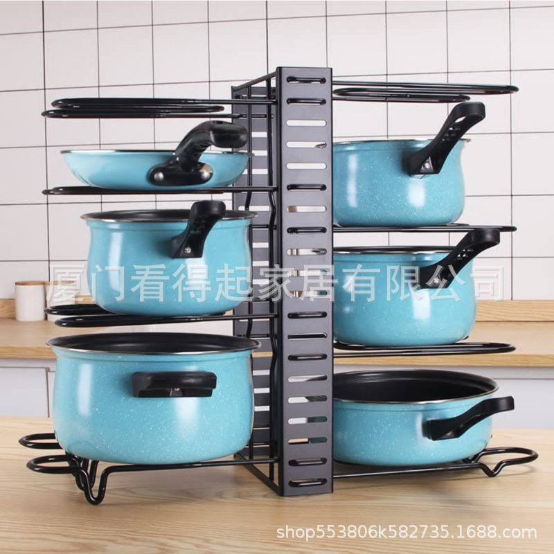 跨境热卖厨房台面锅架可调节拆装砧板锅盖碗具多层储物收纳置物架