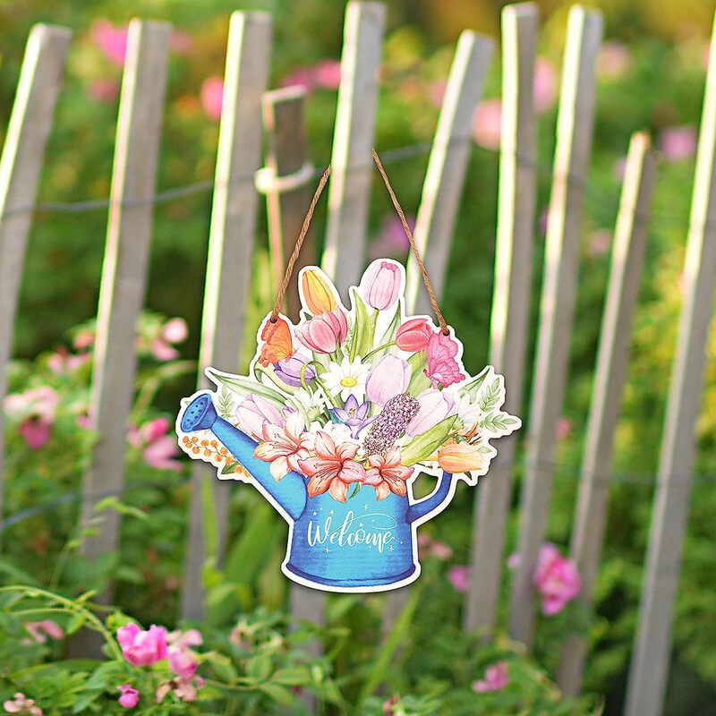 Cross-border new front door spring wreath spring flower doorplate door hanging family farmhouse garden spring decoration